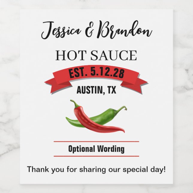 Wedding Hot Sauce Label HS037wn Weinetikett (Einzelnes Label)