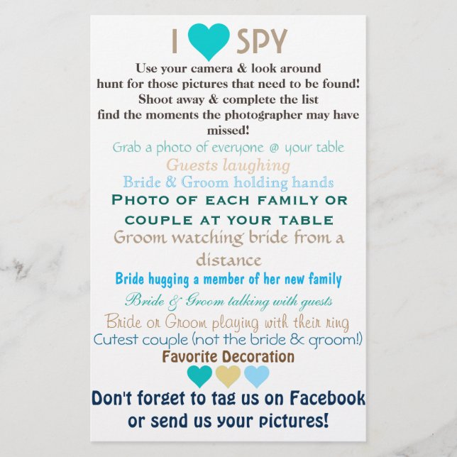 Wedding I Spy (Vorderseite)