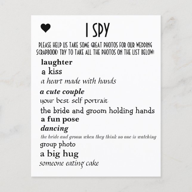 Wedding I Spy (Vorderseite)