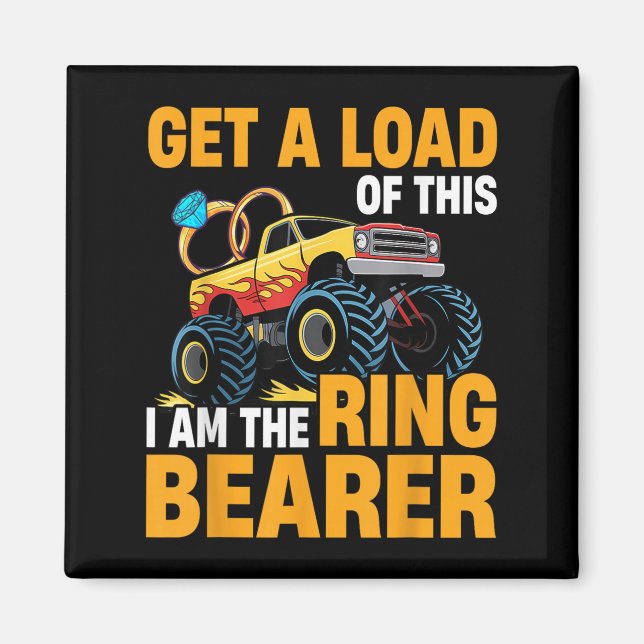 Wedding Iam The Ring Bearer Funny Monster Truck Bo Magnet (Vorne)