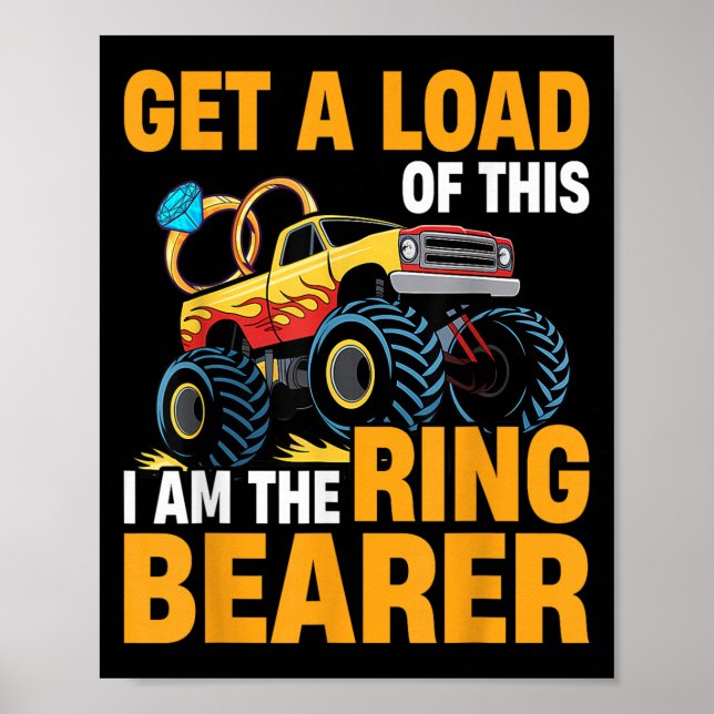 Wedding Iam The Ring Bearer Funny Monster Truck Bo Poster (Vorne)