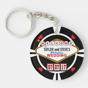 Wedding im Vegas-Kasino-Bevorzugungs-Poker-Chip Schlüsselanhänger