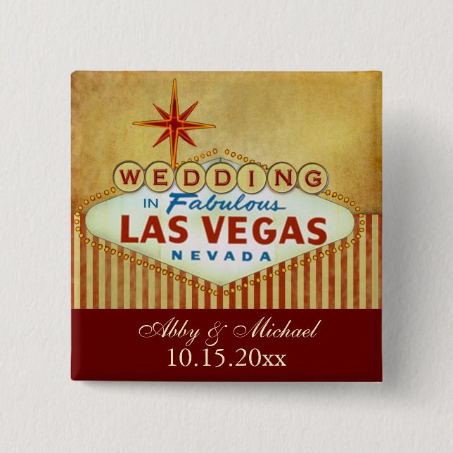 Wedding in fabelhaftem Las Vegas - Vintage Button (Vorderseite)