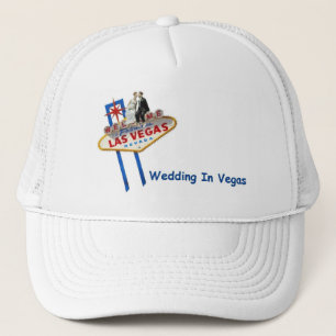 WEDDING in Vegasbraut u. -bräutigam auf Truckerkappe