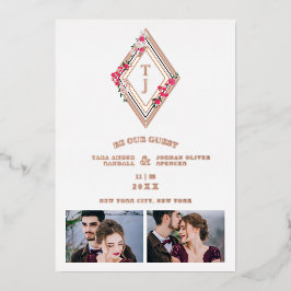 Wedding Initials 2 Photos Real Rose Gold Effect Folieneinladung