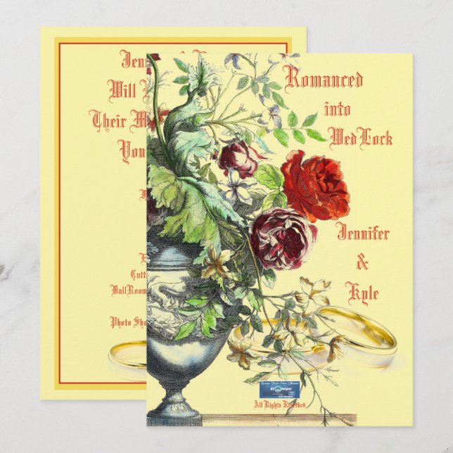Wedding Inv. 1 Creme(gerügt)RFPMDesign ©️ 2024 Einladung (Vorne/Hinten)