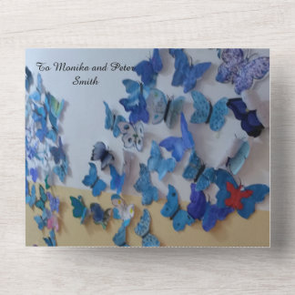 wedding invitatio blue butterflies all in one einladung