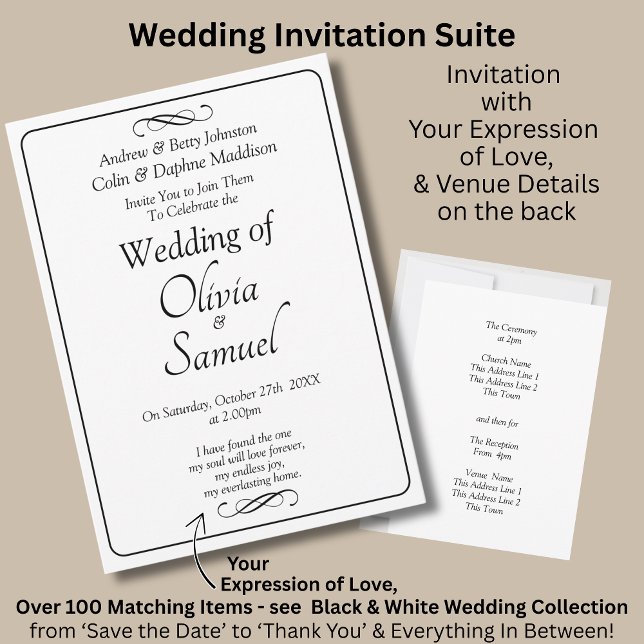 Wedding Invitation Black & White with Infinity Einladung (Von Creator hochgeladen)