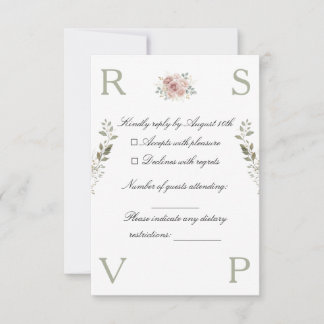 Wedding invitation card decorated with flowers RSVP karte