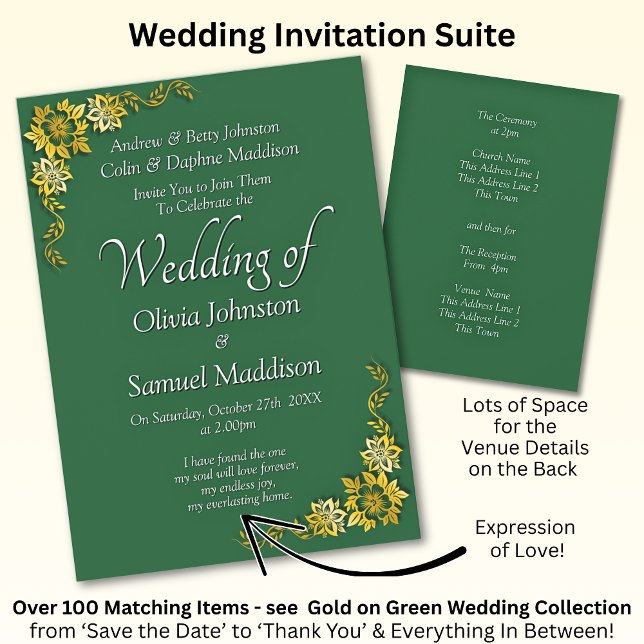 Wedding Invitation Emerald Green Gold White  Einladung (Von Creator hochgeladen)
