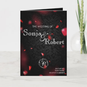 Wedding Invitation - Gothic Black w Rose Petals Einladung