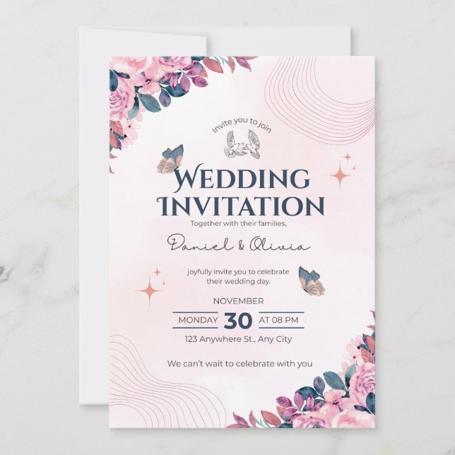 Wedding Invitation Modern Typography Minimal Einladung (Vorderseite)