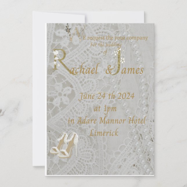  wedding invitation , old lace design . save the date (Vorderseite)