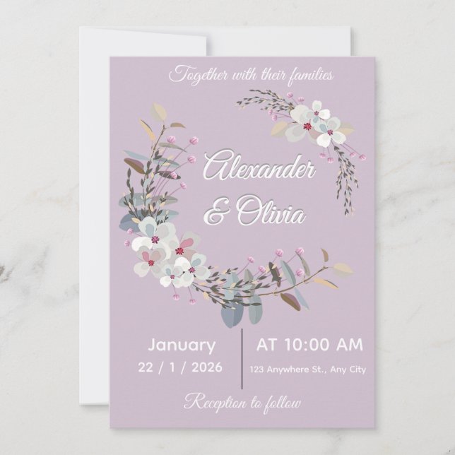 Wedding Invitation Template - Editable & printable Einladung (Vorderseite)