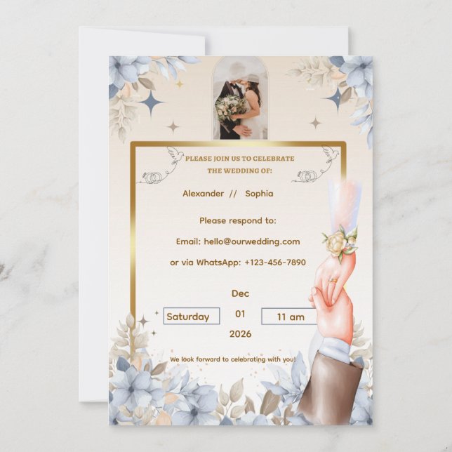 Wedding Invitation | Template for Names &date Einladung (Rückseite)