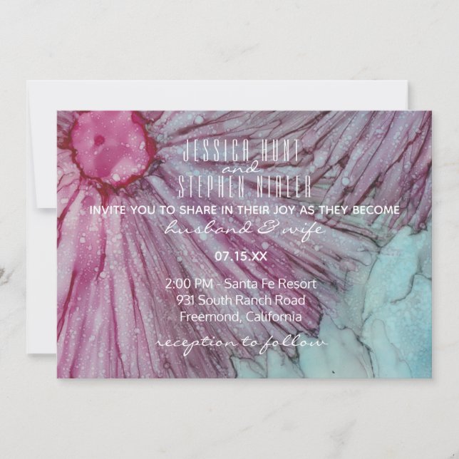 Wedding Invitation Turquoise and Lavender Einladung (Vorderseite)