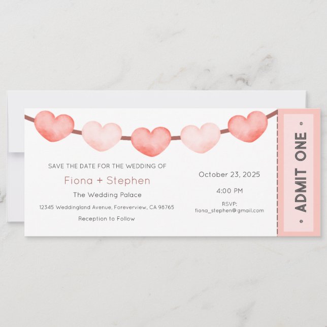 Wedding Invitation, Wedding Ceremony Reception Einladung (Vorderseite)