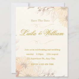  Wedding Invitation with Pastel Floral Design Einladung