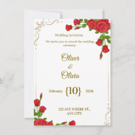 Wedding invitations adorned with red roses are in  einladung