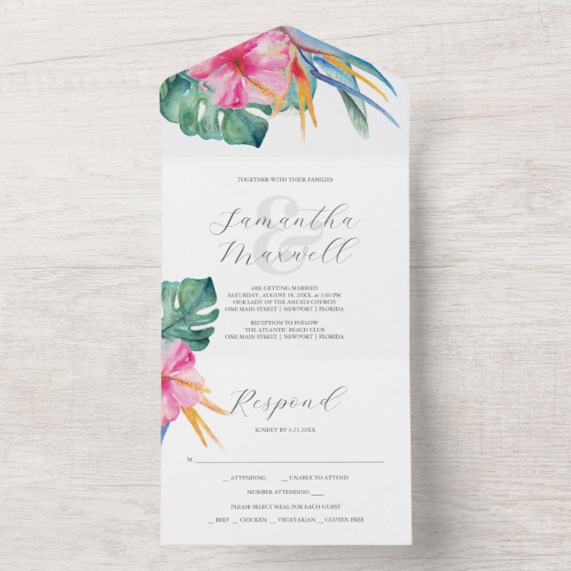 Wedding Invitations with RSVP Card Destination All In One Einladung (Innen Boden)