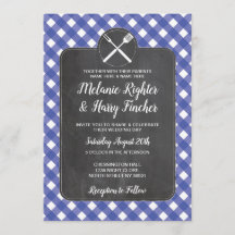 Wedding Invite Blue Gingham GRILLEN Chalk