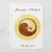 WEDDING INVITE goldene Harmonie YinYang Tauben