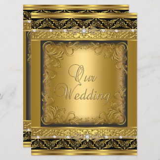 Wedding Invite Metallic Gold Black Diamond Einladung