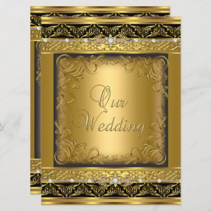 Wedding Invite Metallic Gold Black Diamond Einladung
