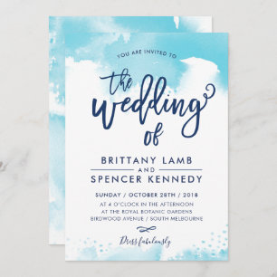 WEDDING INVITE moderne, stilvolle Aqua Blue Aqua Einladung