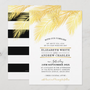 WEDDING INVITE schicke moderne Goldpalmenfronten B Einladung