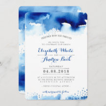 WEDDING INVITE stilvoll chic Aquarell dunkelblau