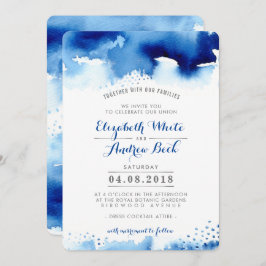 WEDDING INVITE stilvoll chic Aquarell dunkelblau Einladung