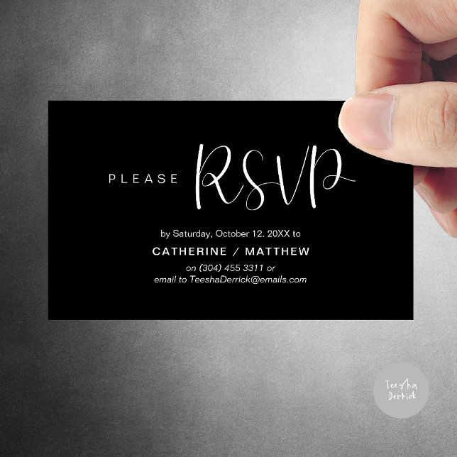Wedding Invites RSVP Reminder, Modern Minimal Begleitkarte (Wedding Invites RSVP Reminder enclosed card, Modern Minimal Black and White)