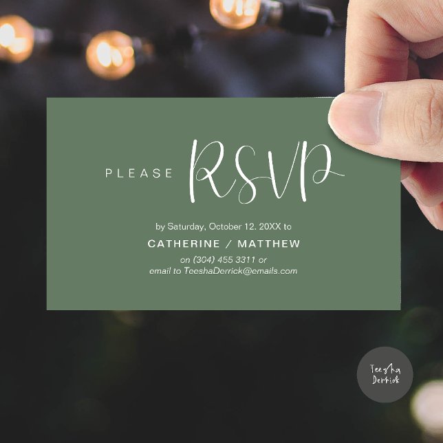 Wedding Invites RSVP Reminder, Modern Minimal Begleitkarte (Wedding Invites RSVP Reminder enclosed card, Modern Minimal Sage Green)