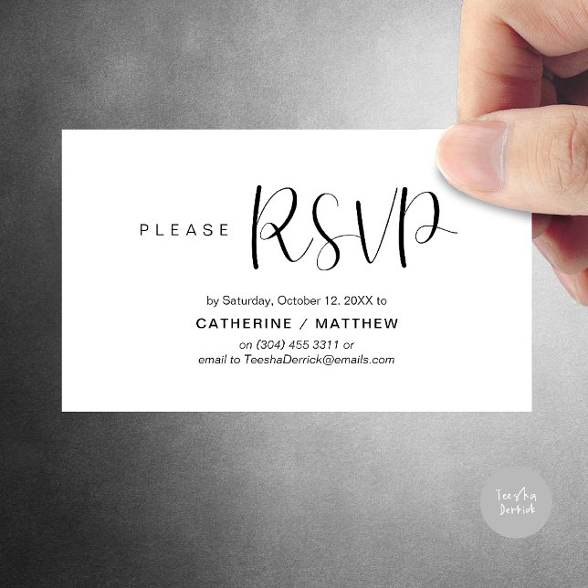 Wedding Invites RSVP Reminder, Modern Minimal Begleitkarte (Wedding Invites RSVP Reminder enclosed card, Modern Minimal Black and White)
