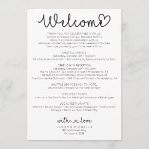 Wedding Itinerary - Wedding Welcome - Love Script Programm