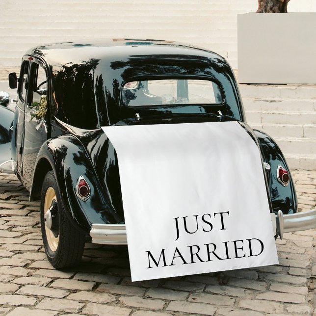 Wedding Just Married Fabric Car Banner Sign Wandteppich (Wedding Just Married Fabric Car Banner Sign Tapestry)