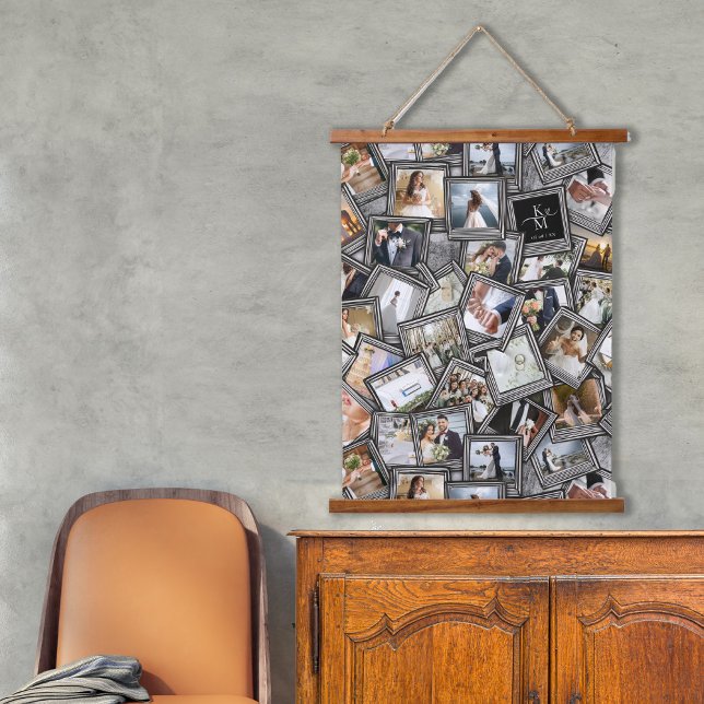 Wedding Keepake 30 Foto Collage Black ID1065 Han Wandteppich Mit Holzrahmen (Von Creator hochgeladen)
