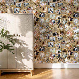 Wedding Keepake 30 Foto Collage Gold ID1065 Tapete