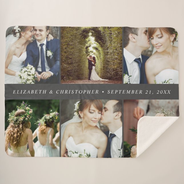 Wedding Keepake 6 Square Foto Collage Sherpadecke (Vorderseite (Horizontal))