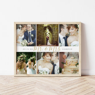 Wedding Keepake Mr. und Mrs. 6 Foto Collage Poster