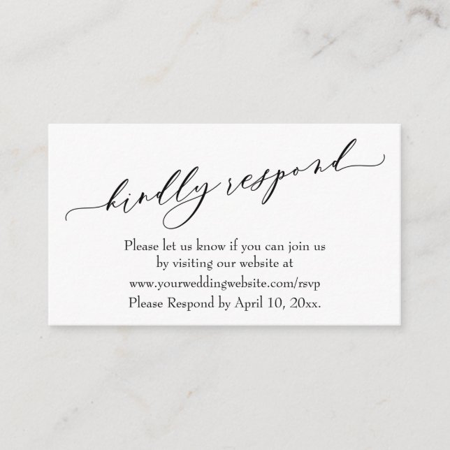 Wedding Kindly Respond Online Luxury Script Begleitkarte (Vorderseite)