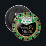 Wedding Las Vegas Style - Green Flaschenöffner<br><div class="desc">Hochzeit eines Flaschenöffner bereit für Sie zu personalisieren. Mit den Worten "Wedding" in einem Las Vegas Stil in Imitate metallisches Gold, grün und schwarz Design. ✔ HINWEIS: ÄNDERN SIE NUR DIE VORLAGEBEREICHE, DIE SIE BENÖTIGEN! 😀 Sie können den Text bei Bedarf entfernen und neu hinzufügen, was immer Sie möchten und...</div>