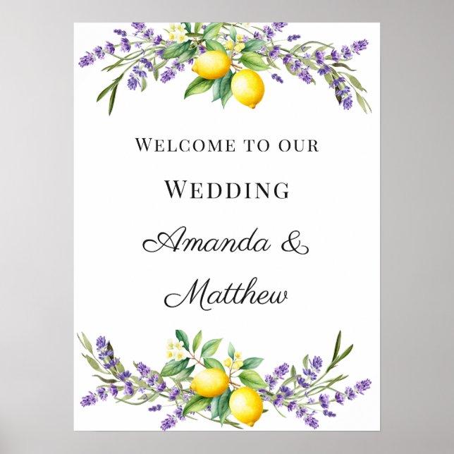 Wedding lavender lemons welcome poster (Vorne)