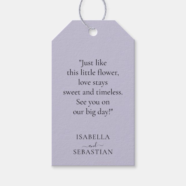 Wedding Lavender Lilac Touch Geschenkanhänger (Vorderseite)