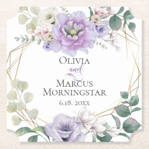 Wedding Lavender Watercolor Peony White Magnolias Untersetzer