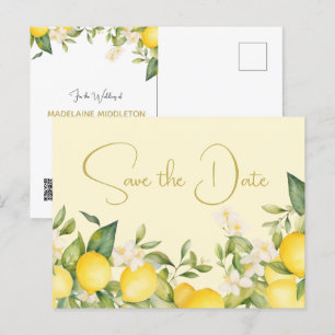 Wedding Lemons Citrus Save the Date Ankündigungspostkarte