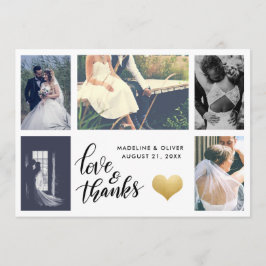 Wedding Liebe des Goldherz-| des Foto-| u. Dankeskarte