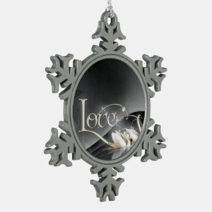 Wedding Liebe-Schwäne Schneeflocken Zinn-Ornament
