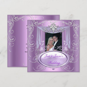 Wedding Lilac Lila Pink Silver Verziert Elegant Einladung